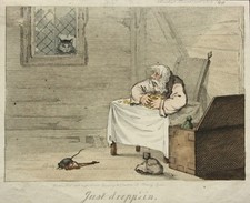 Thomas Lord Busby (1782-1838), old col. Etching, "Just dropp'd in", 1826