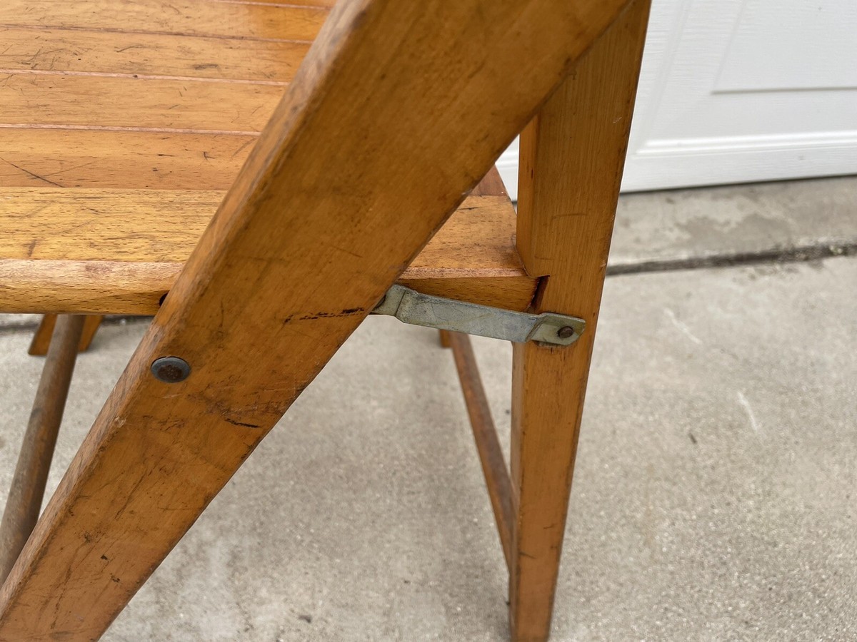 Vintage Wooden Folding Chair Wood Slat Seat Camp Picnic Church | eBay