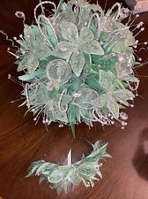 Quinceanera Bridal Bouquet light green Floral with Floral Brooch