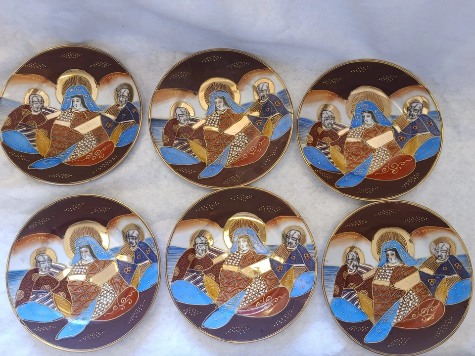 Antique Japanese Satsuma Betsons Gold Gilt Painted Geisha Teapot Tea Set - Image 2 of 4