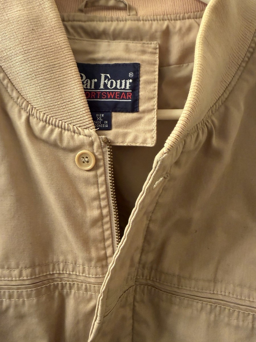 TANNUKI ベージュジャケット Par Four Tan Bomber Jacket XL Zip Front Lightweight Nylon Lined