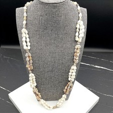 VTG 90s Continuous Shell Necklace Long Simple Beach Coastal Boho Layering Brown