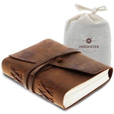 Unlined Leather Bound Journal - Travel Diary for Men Women