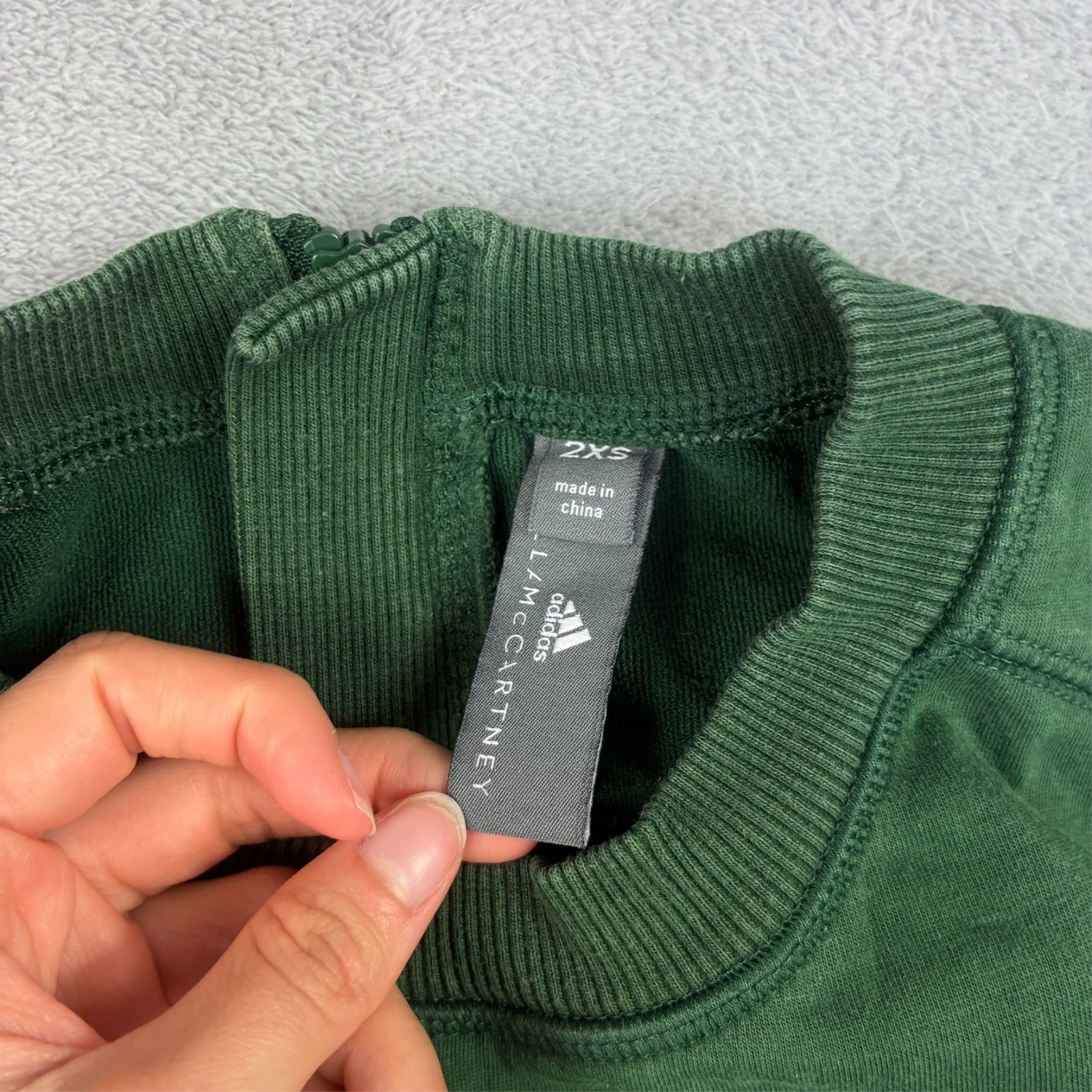 Women's Adidas x Stella McCartney Green Stripe Size XXS Cropped Zip Sweatshirt image 4