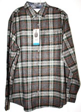 Weatherproof Vintage Long Sleeve Olive/Gray/Gold Flannel Shirt Men's Large NEW