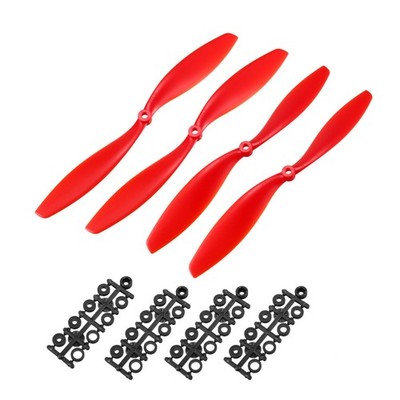 RC Propellers CW CCW 1045 10''x4.5'' 2-Vane Airplane Toy Red 2 Pairs w Adapters