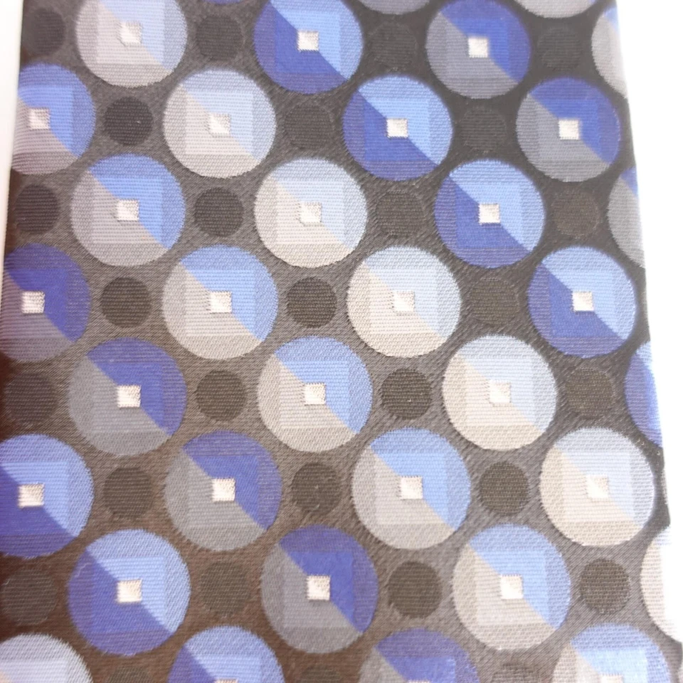 Gravata de pescoço masculina STAFFORD azul disco geométrico designer moderno de smoking Corpcore - Imagem 3 de 4