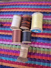 Lot 6 Six Wooden Spools of Thread Sewing Crafts Decoration 140