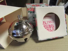 Wallace Vintage 1983 Annual Silver Plate Jingle Sleigh Bell Christmas Ornament