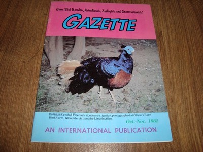 Vintage Game Bird Breeders Zoologists Gazette October November 1982