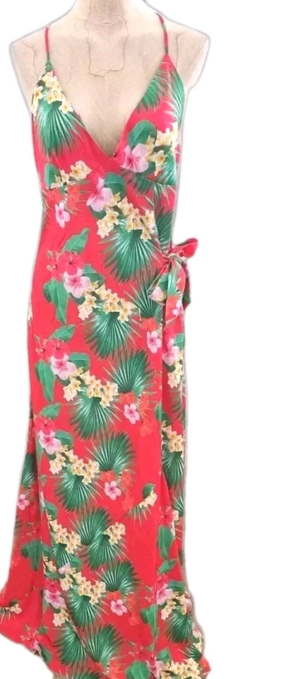 Maxi Vestido Floral Viva a Viva Talla 8 Naranja Verde Abertura Resort Crucero Vacaciones Nuevo con Etiquetas  Foto 4 de 4