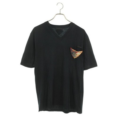 Prada UJM714 Triangle Logo Embroidered Patch T Shirt for Men (XL Size) Used cfc0