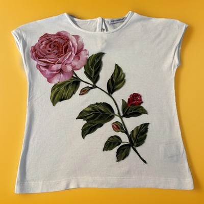 Dolce & Gabbana Tshirt Gr.95 - 3 Jahre Weiß mit Rose Print