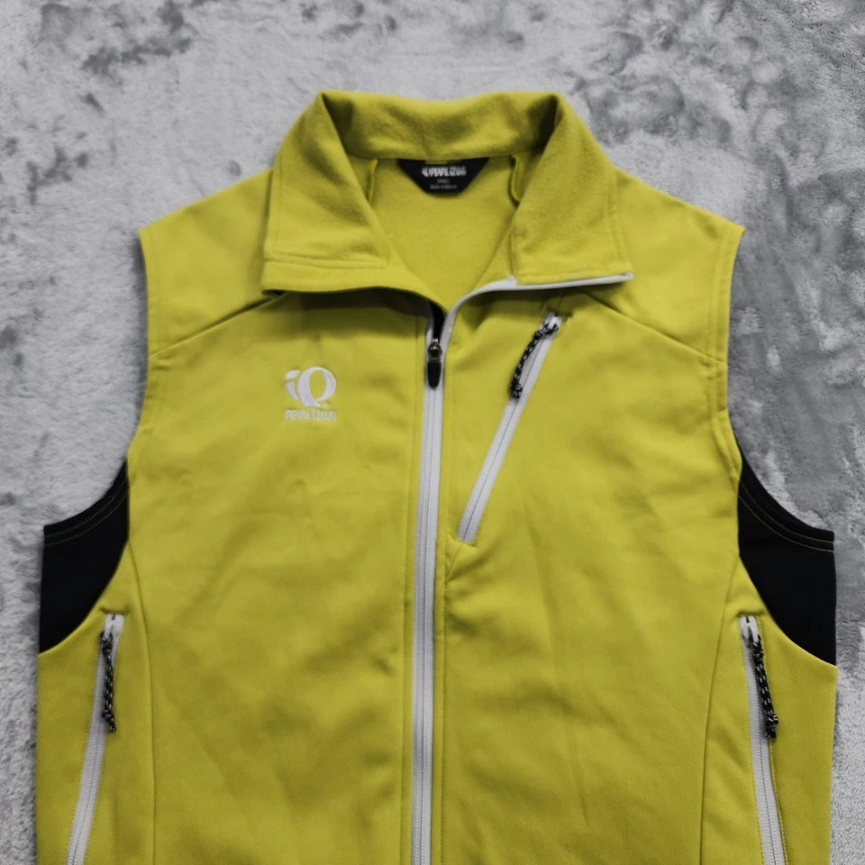 Pearl Izumi Cycling Vest Mens S Yellow Black Fleece Lined Sleeveless Full Zip - Image 2 of 4