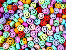 Smiley Face 7mm Plastic Beads 250pc DIY Bracelets Necklaces Earrings