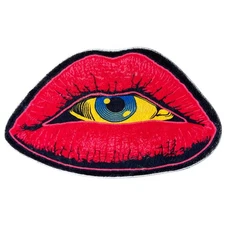 Interesting Red Lip Devil Eye Shape Plush Rugs Lovely Bedroom Comfortable Hom...