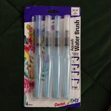 Pentel Arts Aquash Water Brush Assorted Tips. 4-Pk Carded New Blending Painting