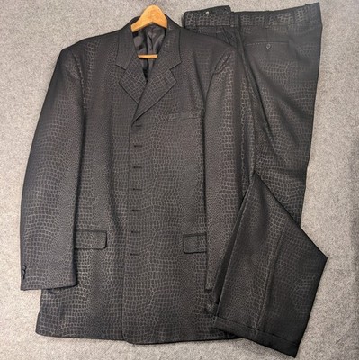John Raphael Millennium Crocodile Pattern men black suite 48L 42x34