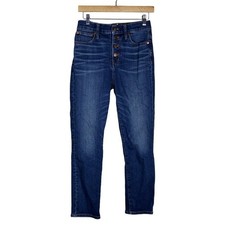 Madewell The Perfect Vintage Crop Solid Denim Jeans Blue High Rise Size 25