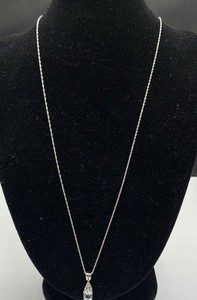 10k White Gold Aquamarine & Diamond Pendant Necklace 18 1/8" 1.8 g