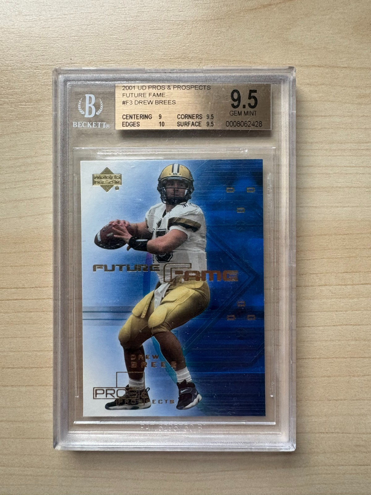 2001 UD Pros and Prospects Future Fame Drew Brees rookie BGS 9.5 New Orleans