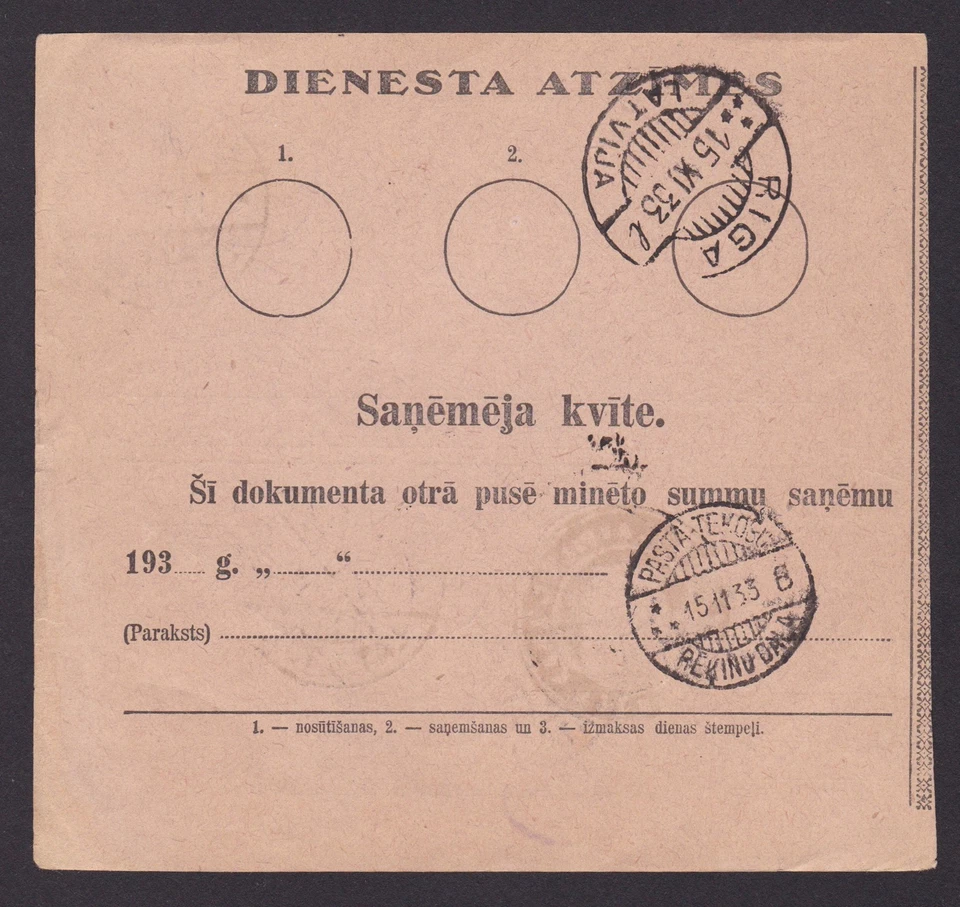 LETONIA 1933, giro postal de Daugavpils a Riga Foto 2 de 2