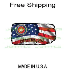 American Flag USA Marine Corps Veteran Vet Military Marines Vinyl Decal Sticker