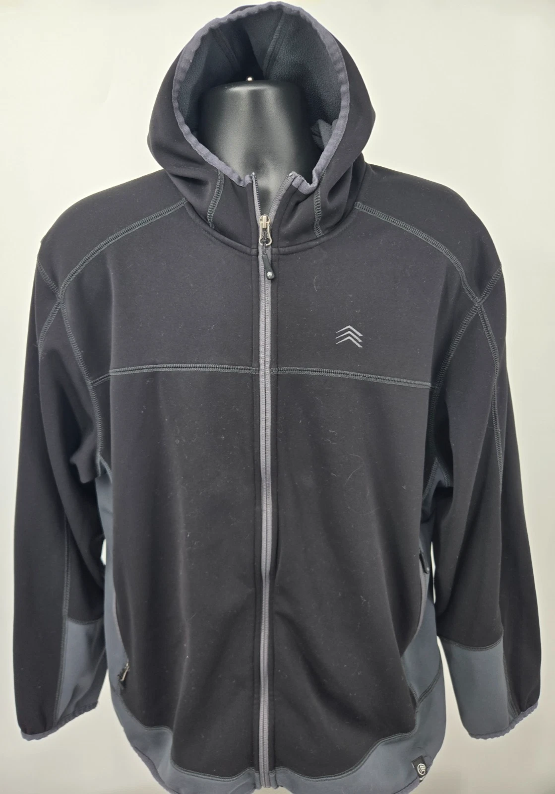 Solaris Hooded Jacket Men's XL Black Full Zip Fleece Lined Thermal Pockets