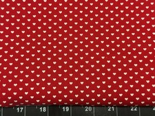 Tina Scrap 9"x21" Tiny Red Heart Valentine Dots Mini Love White FABRIC COTTON