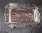 Vintage Tiara Indiana Glass The Last Supper Bread Plate Tray Pink 11 x 7