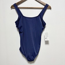Lands End Swimsuit One Piece Womens 12 Petite Blue Tugless Low Leg Swimwear UPF