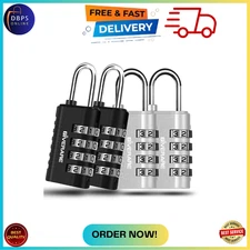 4 Pack Combination Lock, 4-Digit Padlock Keyless, Resettable Metal Luggage Locks