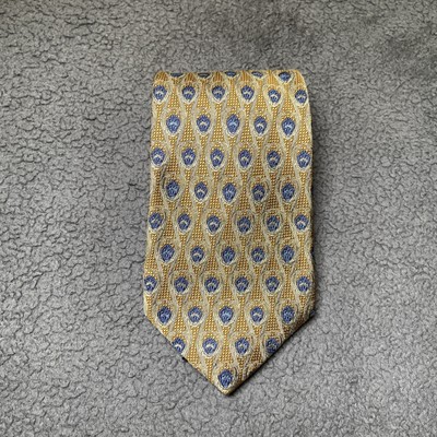 Robert Talbot Best of Class Silk Tie Gold Blue Geometric Made In USA