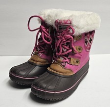 LONDON FOG Collection Snow Boots Girls LFK004 Tottenham Brown Pink Size 1