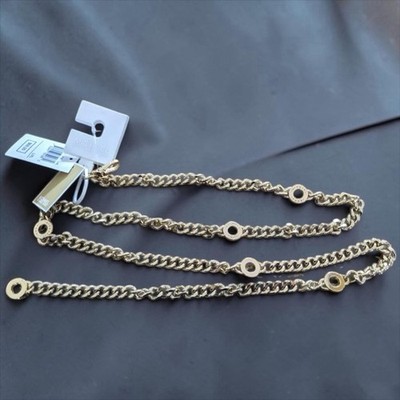 MICHAEL KORS Womens Gold MK Logo Stainless Steel Metal Chain Belt