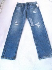 NWT Old Navy Girls Original Taper Light Wash Jeans Distressed Ripped Holes Sz 12