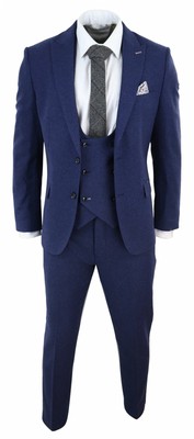 Abito Elegante da Uomo 3 Pezzi Blu con Gilet Doppio Petto | eBay