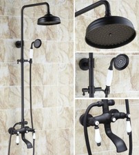 Black Oil Rubbed Brass Bathroom Rainfall Shower Faucet Set Tub Mixer Tap 2hg142