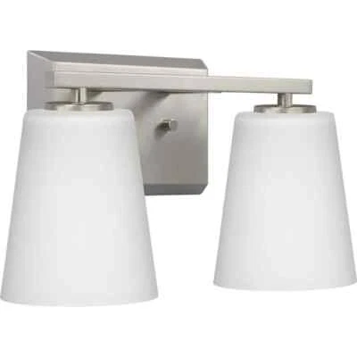 Progress Lighting Vertex 12.87 in. 2-Light Brushed Nickel Etched Vanity Light