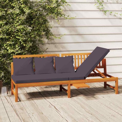 Day Bed with Grey Cushion 200x60x75 Solid Wood Acacia P9V0