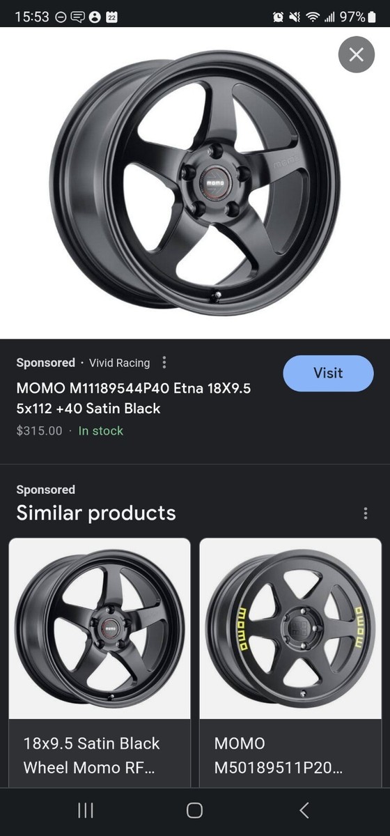 18x9.5 MOMO M111 Etna Satin Black Wheels 5x112 (40mm) Set of 4 | eBay