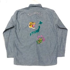 60s Yokosuka Souvenir Selvedge Vintage Chambray Shirt Denim Work Sukajan