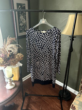 Michael Kors Medium Blue and White Gemoetric Pattern Dress