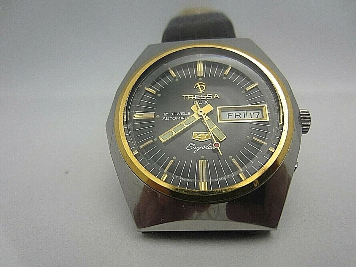 Vintage Tressa Lux Crystal Swiss Automatic Watch Mens Vintage Tressa Lux Crystal Swiss Automatic Watch Mens