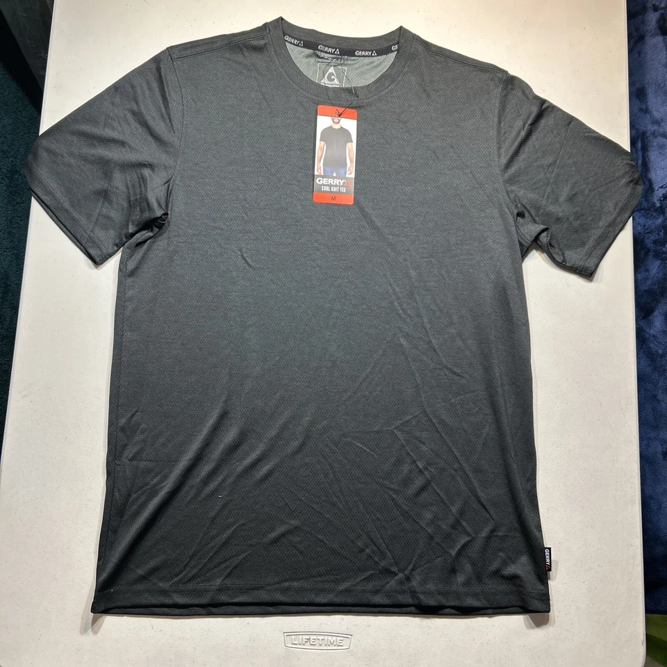 LOT OF 2 Gerry Men's Light Weight Cool Knit Tee Black & Gray | NWT Size M - Image 2 of 4