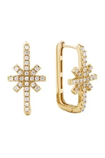 Do Everything in Love 14K Gold/White Gold Dipped Huggie Hoop Cz Paved Earrings