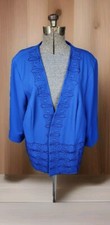 NWT Candlelight  Champagne Plus Sz 2X Royal Blue Beaded Jacket Blazer Open .