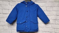 BABY GAP BOYS 3 YEARS BLUE GRAY HOODED ZIP BUTTON POCKETS WINTER SNOW COAT