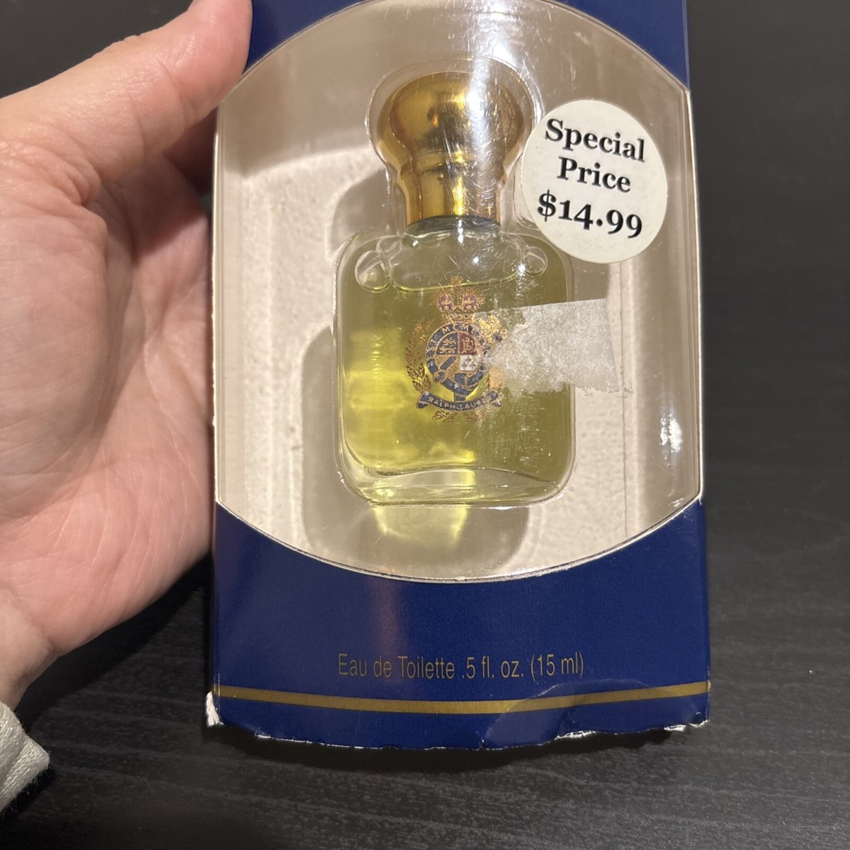 Vtg Ralph Lauren Polo Crest .5oz 15ml Eau De Toilette Mens Cologne