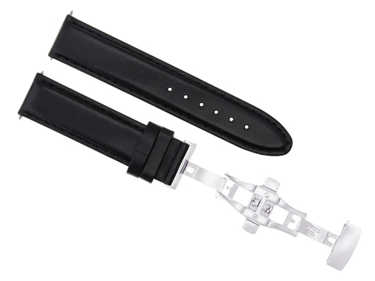 Leather watch band with deployment clasp hot sale